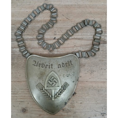 50 - A German Third Reich WWII standard bearer's gorget inscribed 'Arbeit Aldelt'.