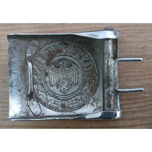 61 - A German WWII Third Reich Heer belt buckle by Dr. Franke & Co, silver plated circa 1941, marked Dr. ... 