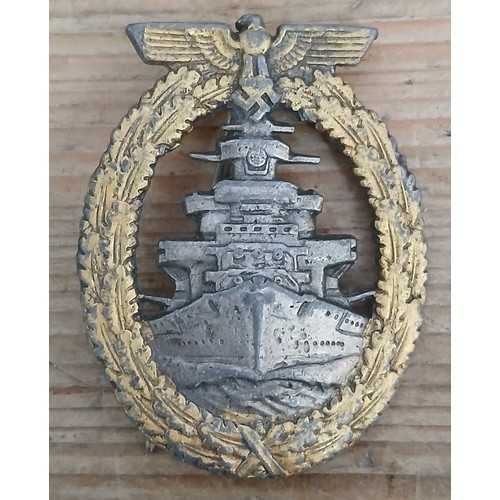 76 - A German Third Reich Kriegsmarine High Seas Fleet badge by Friedrich Orth.