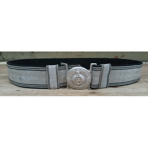 51 - A post war SS Officer's parade belt and buckle, the cast aluminium buckle marked RZM SS and AOHGV, t... 