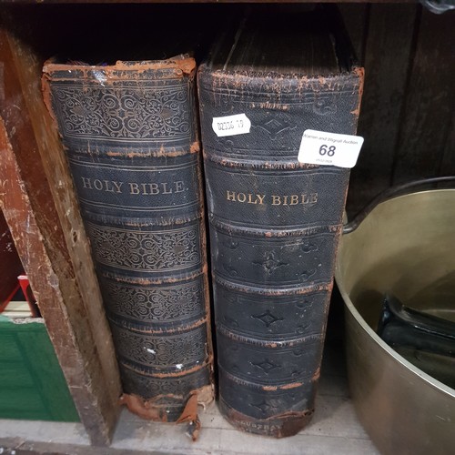 68 - Two 19th century bibles with colour plates.