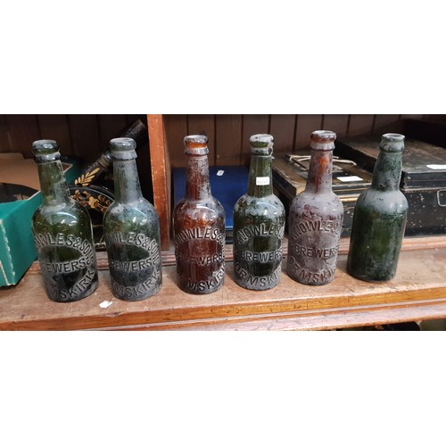 78 - 5 old green and brown beer bottles from R Knowles Brewery, Ormskirk