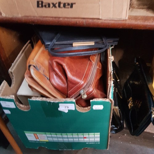 79 - A box of handbags