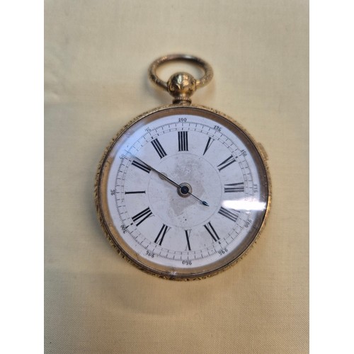 495 - Gold plated centre seconds Victorian pocket watch