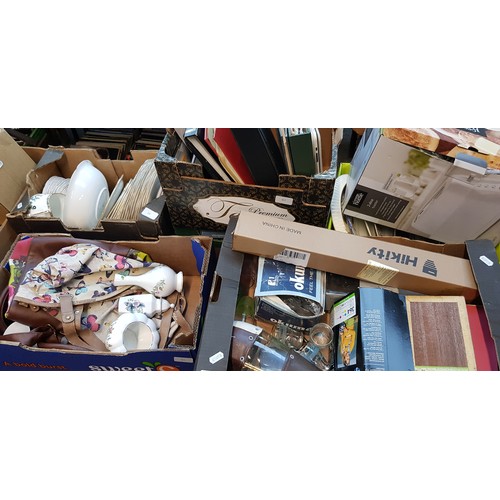 362 - A mixed lot of 8 boxes including  ceramics, 'Indian Tree' dinner ware, android tablet, toaster, CDs,... 