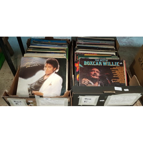 382 - Two boxes of vinyl LP records, pop, jazz, country, etc, including Johnny Cash, Thin Lizzy, Elvis, Ch... 