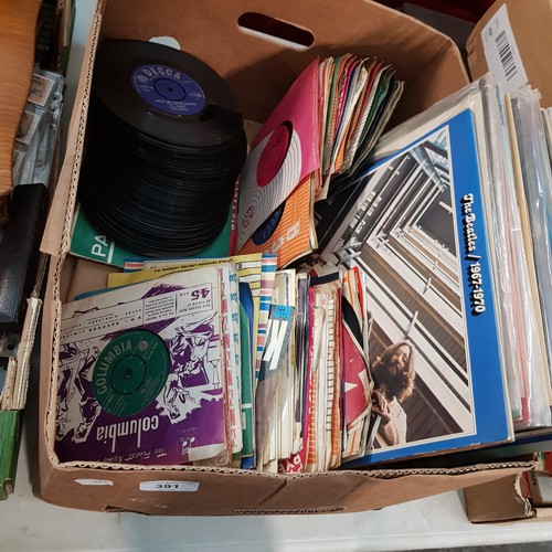 391 - A box of LPs and a box of 45s