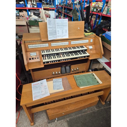 2 - A Viscount Domus 1232 oak cased electric organ.