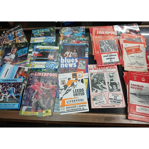 56 - A box of assorted Liverpool home and away programmes, approx. 150.