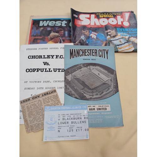 48 - A tin of football memorabilia including programmes and continental pennants