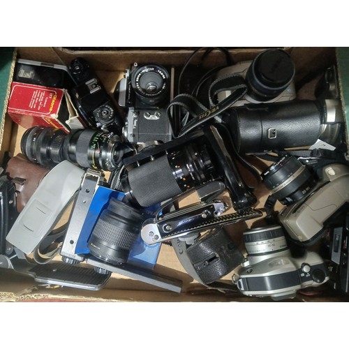 324 - Two boxes of cameras and accessories.