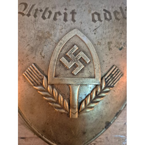 50 - A German Third Reich WWII standard bearer's gorget inscribed 'Arbeit Aldelt'.