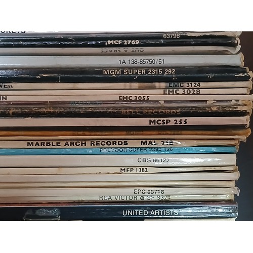 491 - A box of over 100 assorted rock and pop LP's from the 60's and 70's to include Elvis Presley, Roy Or... 