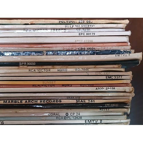 491 - A box of over 100 assorted rock and pop LP's from the 60's and 70's to include Elvis Presley, Roy Or... 