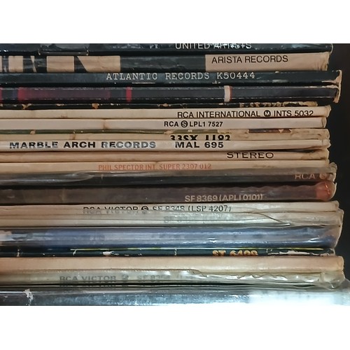 491 - A box of over 100 assorted rock and pop LP's from the 60's and 70's to include Elvis Presley, Roy Or... 