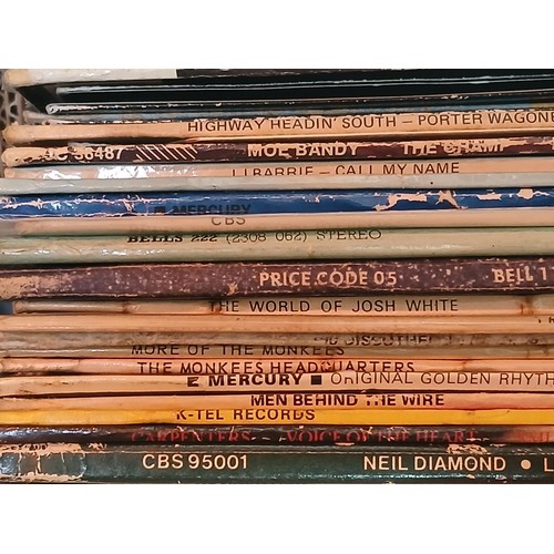 491 - A box of over 100 assorted rock and pop LP's from the 60's and 70's to include Elvis Presley, Roy Or... 