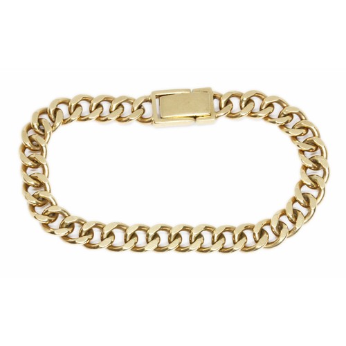 9 - A 9ct yellow gold curb link bracelet, sponsor GLJ, Birmingham 1985, length 21cm to 22cm, weight 35g.