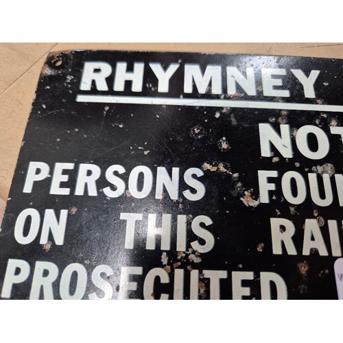 27 - A metal Welsh Rhymney railway sign