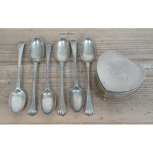 447 - A matched set of six silver spoons, five by Hester Bateman, London 1785, together with a hallmarked ... 