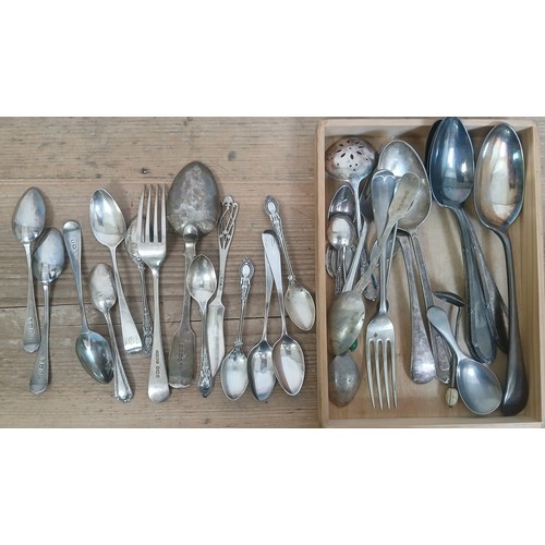 484 - Assorted hallmarked comprising a set of six Georgian teaspoons, four teaspoons, a dessert spoon, for... 