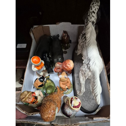 61 - A box of figurines including Beswick, Goebel, Doulton, etc