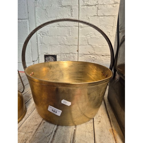 103 - A brass jam pan