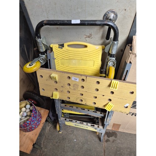 118 - A Cougar work bench and a convertible 3 step fold up ladder/sack truck
