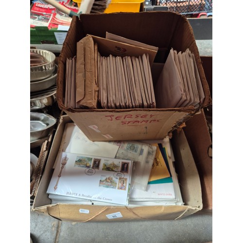 95 - 3 boxes of first day covers, many unopened as received from Royal Mail
