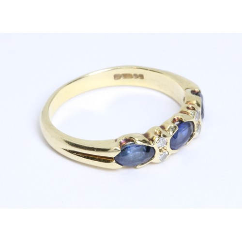 54 - CROPP & FARR, an 18ct gold diamond and sapphire ring, hallmarked; sponsor 'C&F', London 1995, gross ... 
