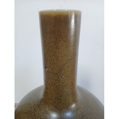 612 - A Chinese porcelain tea dust glaze bottle vase, Qianlong seal mark and of the period, height 43.5cm,... 