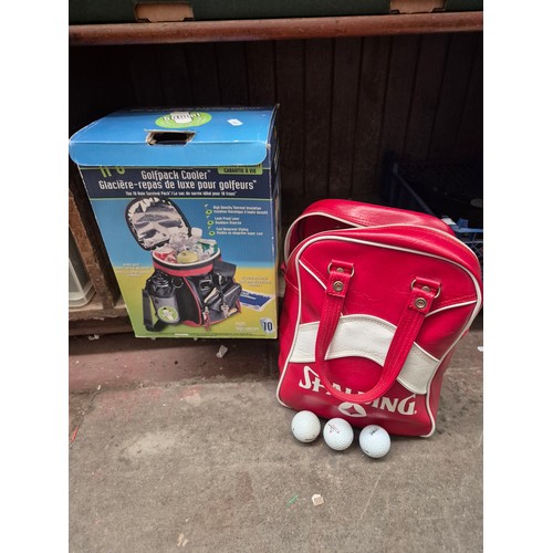 60 - A golfer's cool box and a bag of golf balls