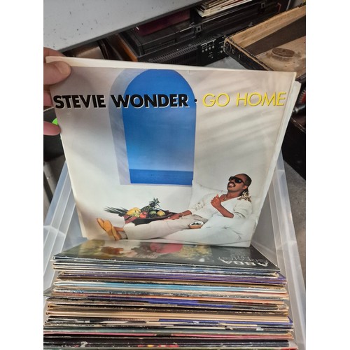 Two boxes of records.