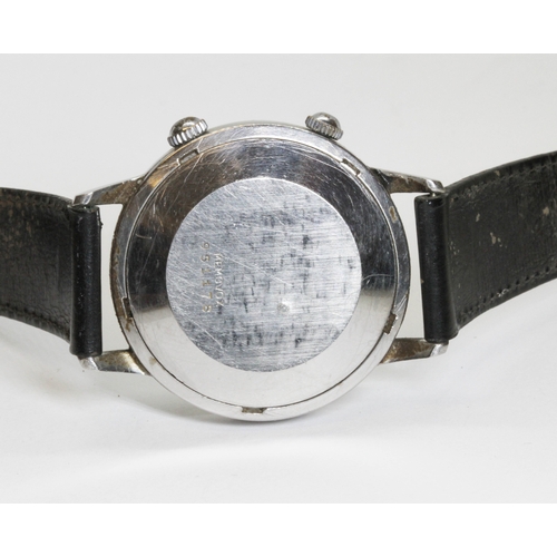 172 - JAEGER-LeCOULTRE, a stainless steel Memovox bumper alarm watch, case diameter 37mm, later leather st... 