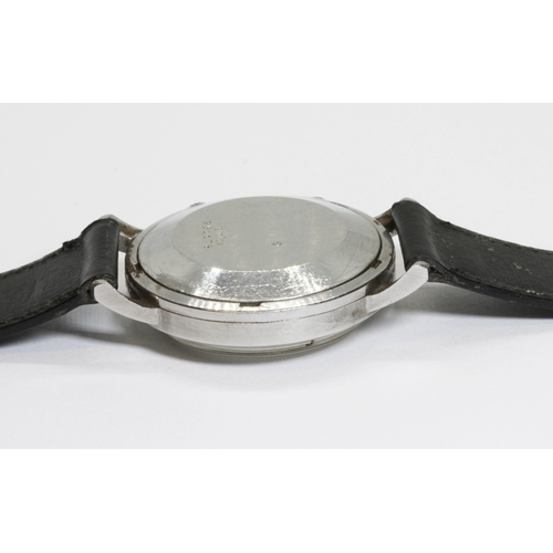 172 - JAEGER-LeCOULTRE, a stainless steel Memovox bumper alarm watch, case diameter 37mm, later leather st... 
