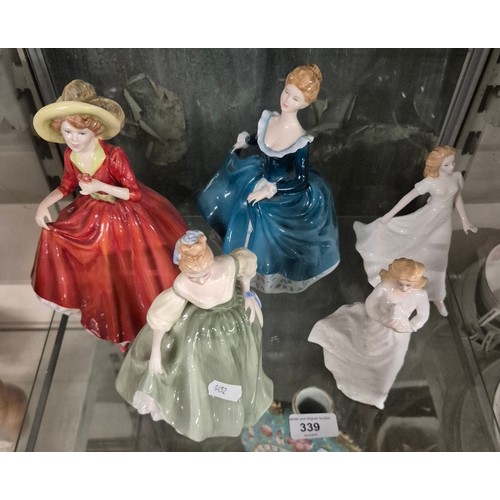 339 - 5 Royal Doulton figures Fair Lady, A Single Red Rose, Janine, Loving You, and Friendship