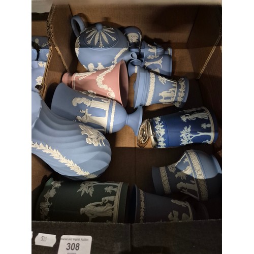 308 - A box of assorted Wedgwood Jasperware.