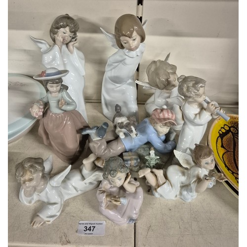 347 - 8 figures by Lladro and a single Nao figure