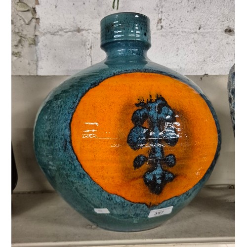 357 - A Poole pottery squat vase by Guy Sydenham
