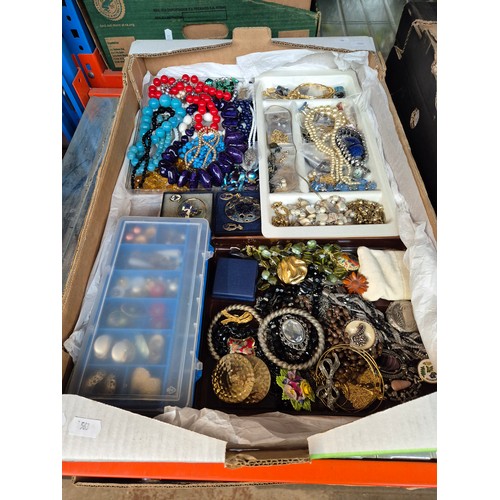 437 - A box of assorted costume jewellery.