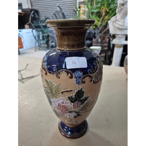 16 - 3 Doulton Lambeth ware vases