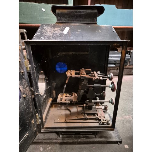 56 - A Tyler  Apparatus Magic Lantern slide projector, a brass coal bucket, and a set of bellows