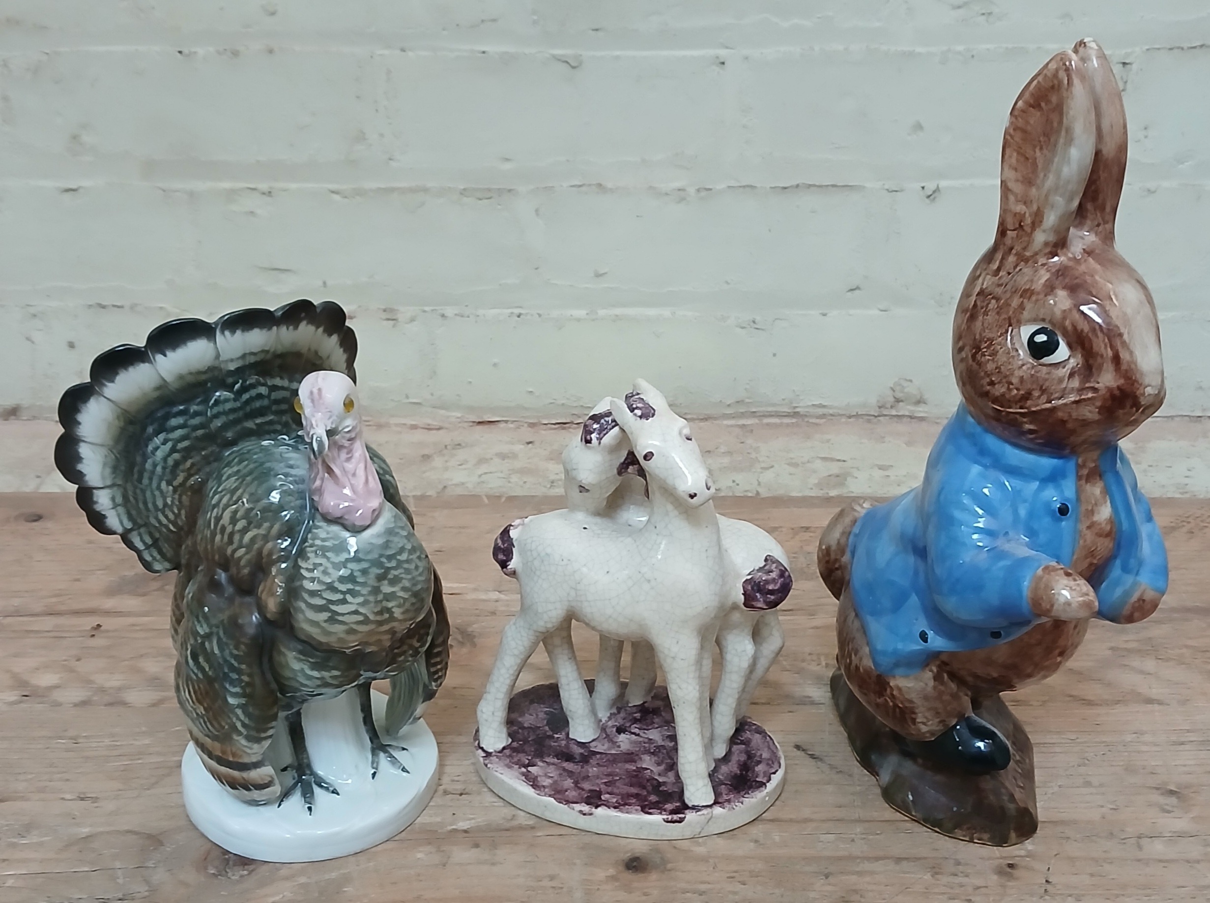 A group of the three animal figures comprising Peter Rabbit by Sylvac ...