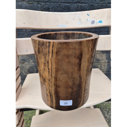 20 - A Chinese hardwood brush pot, possibly huanghuali