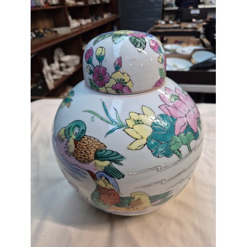 7 - 2 Chinese ginger jars, one with lid