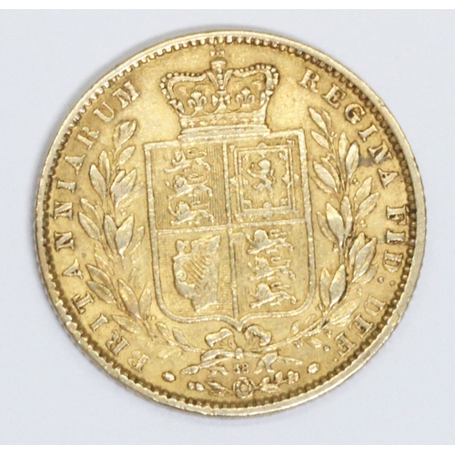 153 - Victoria 1864 young head shield back sovereign, 10% buyer's premium (inclusive of VAT), normal onlin... 