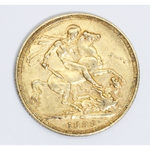 159 - Victoria 1888 sovereign, 10% buyer's premium (inclusive of VAT), normal online bidding fees apply.
