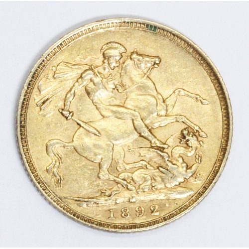 163 - Victoria 1892 Melbourne Mint sovereign, 10% buyer's premium (inclusive of VAT), normal online biddin... 