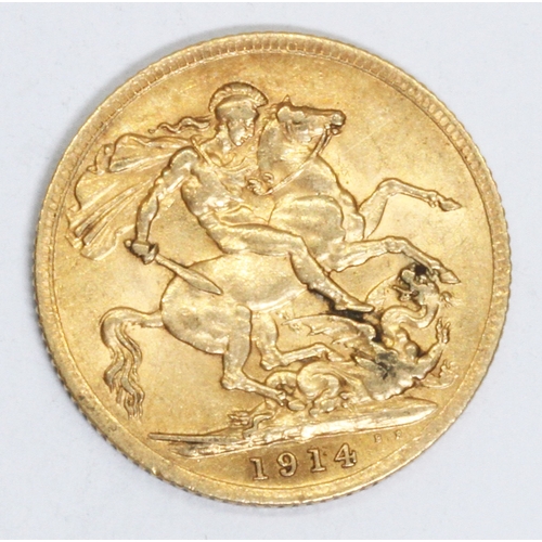 169 - George V 1914 sovereign, 10% buyer's premium (inclusive of VAT), normal online bidding fees apply.