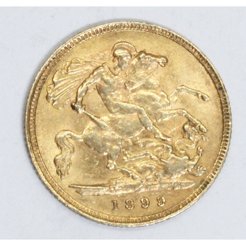 174 - Victoria 1899 half sovereign, 10% buyer's premium (inclusive of VAT), normal online bidding fees app... 