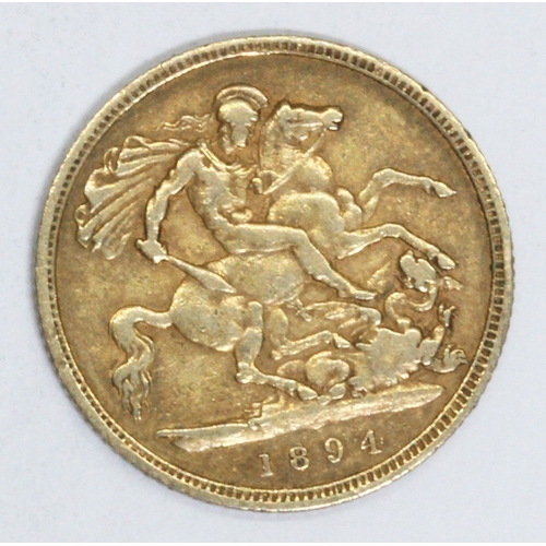 175 - Victoria 1894 half sovereign, 10% buyer's premium (inclusive of VAT), normal online bidding fees app... 